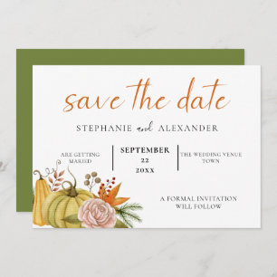 Reserve A Data Autumn Pumpkin Floral Wedding Código QR
