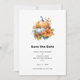 Reserve A Data Autumn Pumpkins com Flores e Casamento Foliar