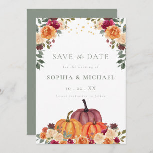 Reserve A Data Autumn Pumpkins Fall Florals Salvar a Data