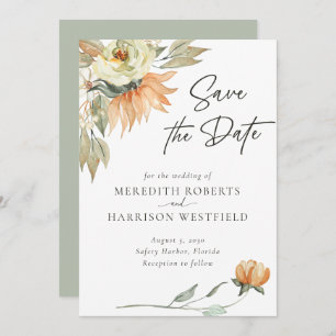 Reserve A Data Autumn Sunflower Sage Burnt Sienna Wedding