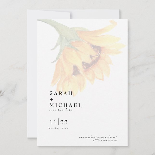 Reserve A Data Autumn Sunflower Wedding Save The Date (Salvo Data (Frente)