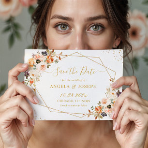 Reserve A Data Autumn Terracotta Laranja Dourada Geométrica