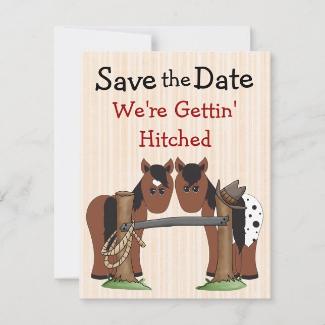 Reserve A Data Aviso de casamento Save the Date com cavalo fofo (Frente)
