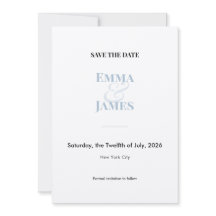 Azul Desbotado Minimalista Ampersand Save the Date