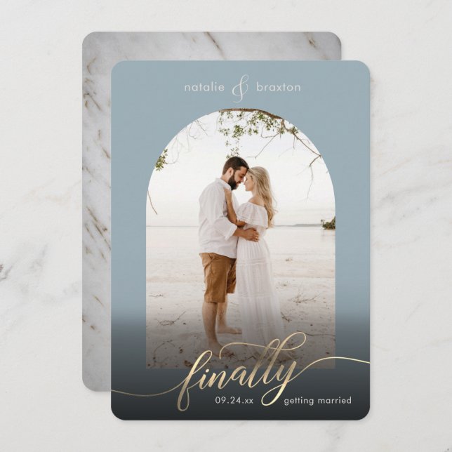 Reserve A Data Azul Dusty Finalmente Chegando a Foto de Casado e  (Frente/Verso)