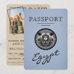 Reserve A Data Azul Empoeirado Passaporte Egito Casamento Salvar 