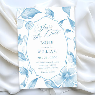 Reserve A Data Azul floral elegante