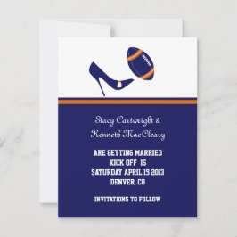 Reserve A Data Azul & Laranja Futebol Casamento Salve a Data