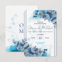 Azul Marinho Temperamental e Floral de Aquarela Az