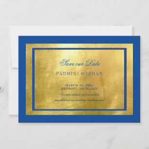 Reserve A Data Azul Real & Dourado Metálico Regal