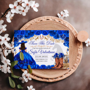 Reserve A Data Azul Real Dourado Quinceanera Cowboy