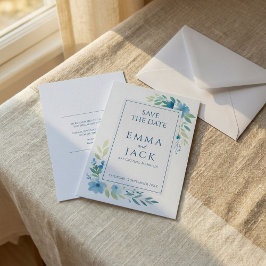 Reserve A Data Azul verde verde elegante casamento salva a data