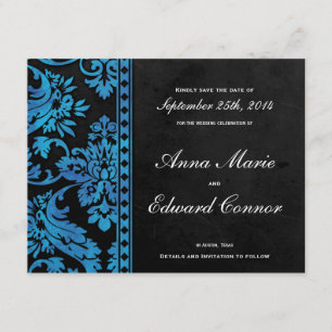 Reserve A Data Azul Vintage Damask Lace Salvar a Data