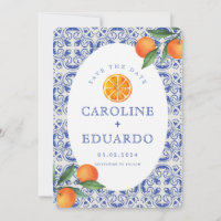 Azulejo Azul Laranja Casamento Mediterrâneo Código