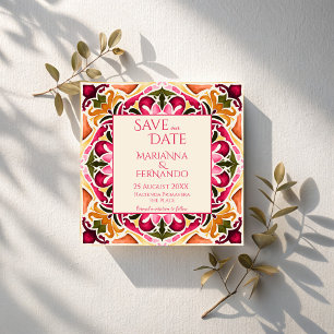 Reserve A Data Azulejo de Talavera fuchsia vintage casamento mexi