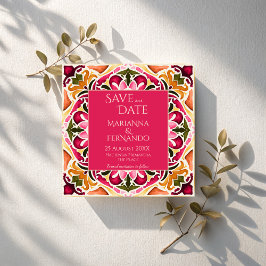 Reserve A Data Azulejo de Talavera fuchsia vintage casamento mexi