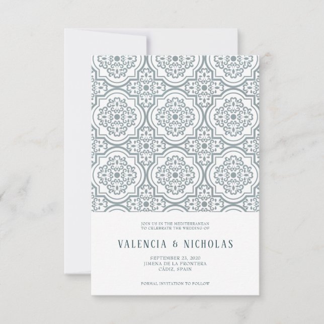 Reserve A Data Azulejo Espanhol de Casamento Save the Date (Frente)