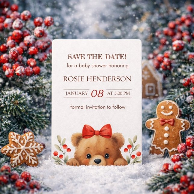 Reserve A Data Baby Bear And Rowan Berries Baby Shower (Baby Bear And Rowan Berries Baby Shower Save The Date)