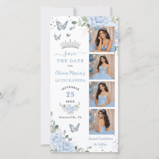 Reserve A Data Baby Blue Floral Silver Photo Booth Quinceanera
