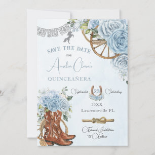 Reserve A Data Baby Blue Floral Wild West Charro Quinceanera XV