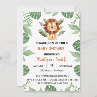 Reserve A Data Baby shower safari garçon invitation