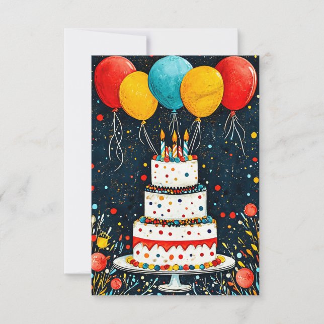 Reserve A Data Balões coloridos de aniversário (Frente)