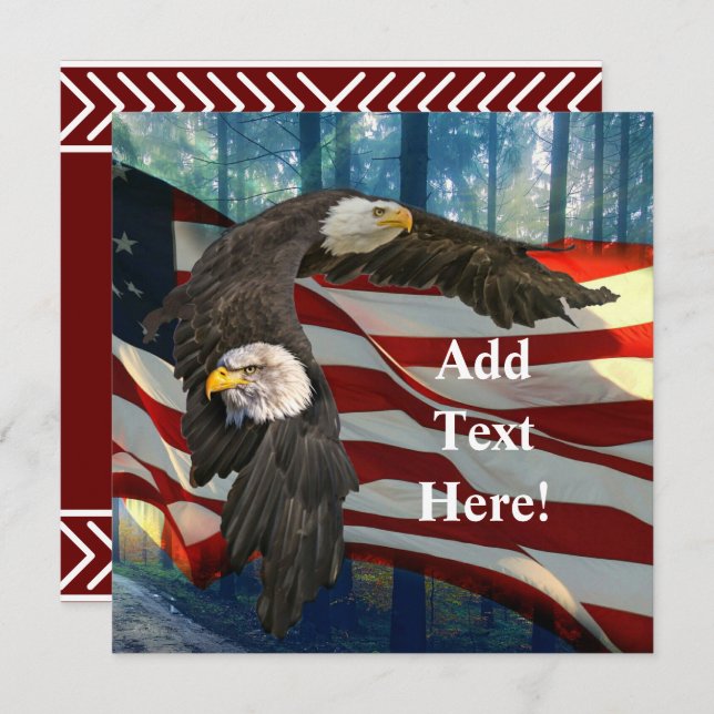 Reserve A Data Bandeira Americana Bald Eagle (Frente/Verso)