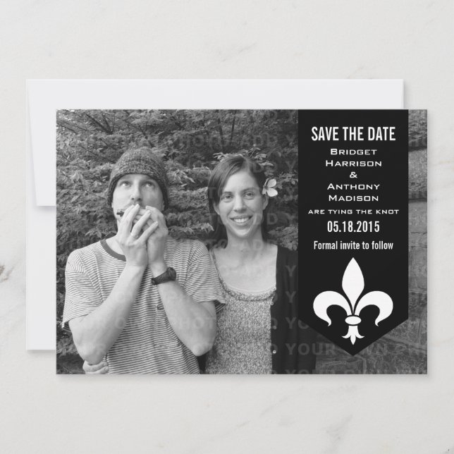 Reserve A Data Banner Flourish Chic Preto Salvar a Data Convidar (Frente)