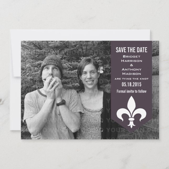 Reserve A Data Banner Flourish de Chic Roxo Salvar Convidado de D (Frente)