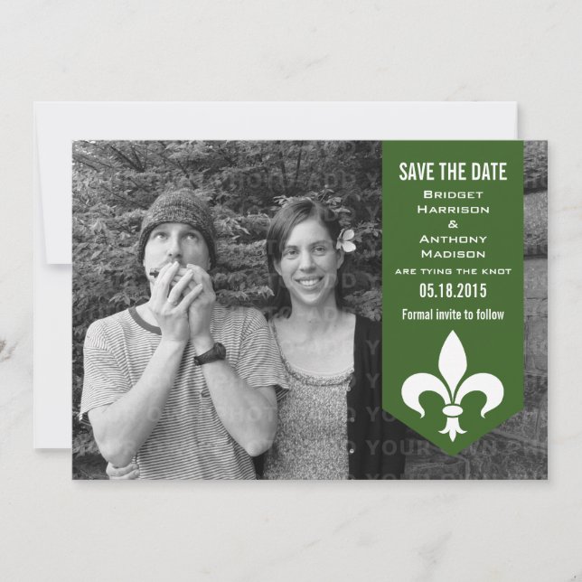 Reserve A Data Banner verde Chic Flourish Salvar a Data Convidar (Frente)