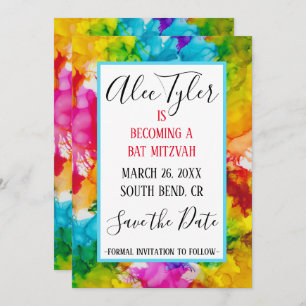 Reserve A Data BAR BM Bat Mitzvah Splash de Cor Salvar Data