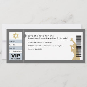 Reserve A Data Bar de Tíquete Mitzvah Salve a data na Cinza