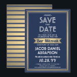 Reserve A Data Bar Mitzvah Moderno Marinho Azul Branco Fragmento<br><div class="desc">Convide a família e os amigos para uma elegante cerimônia de mitzvah bar e comemoração para ele com esta folha de ouro azul, branca e falsa marinho para salvar o convite de data. Todo texto é simples de personalizar, portanto pode incluir qualquer texto sobre o serviço, leitura de Torah e...</div>