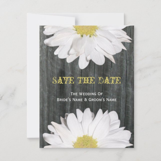 Reserve A Data Barnwood e Daisy Wedding Salvar Data (Frente)