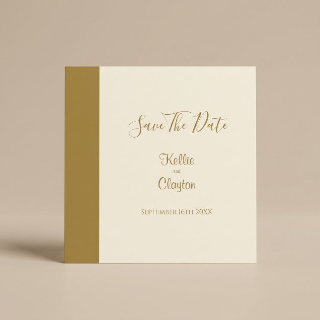 Reserve A Data Barra de Ouro Moderna Marfim Save The Date (Criador carregado)