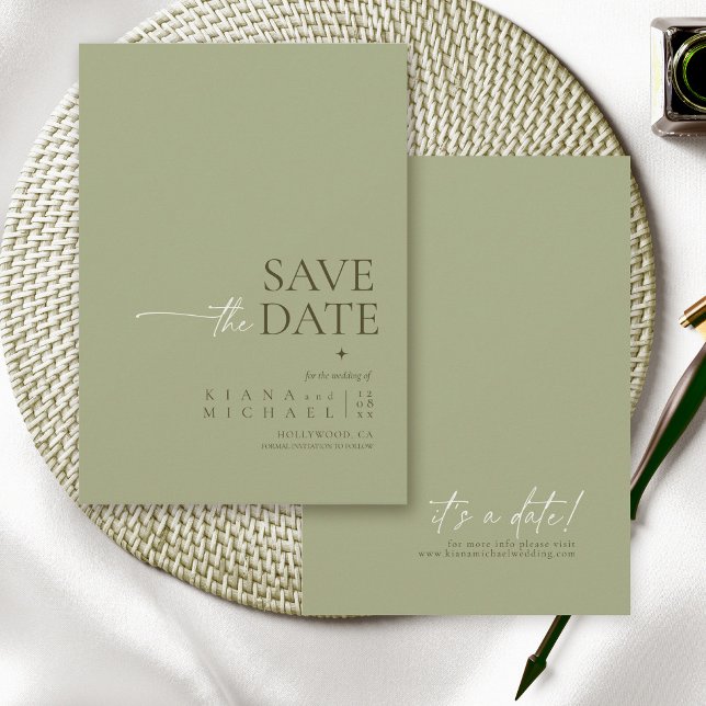 Reserve A Data Basta Casamento Chic Sage Vert ID1046 (Criador carregado)