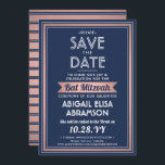 Reserve A Data Bat Mitzvah Marinho Moderno Cor Azul Rosa Dourada<br><div class="desc">Convide a família e os amigos para uma elegante cerimônia de morcego mitzvah e comemoração para ela com este marinho de ouro azul, branco e rosa para rosa, salve o convite de data. Todo texto é simples de personalizar, portanto pode incluir qualquer texto sobre o serviço, leitura de Torah e...</div>