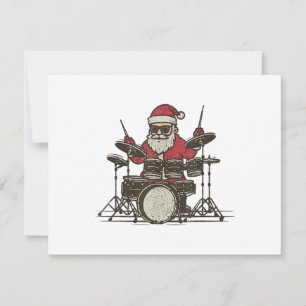 Reserve A Data Baterista Natal Engraçado Vintage Papai Noel Tocan