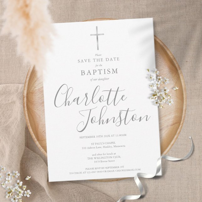 Reserve A Data Batismo Elegante Christening Silver Signature (Criador carregado)