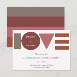 Reserve A Data Bauhaus Love Red + Taupe Stripe   Salvar a data