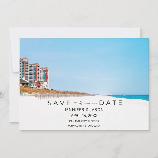 Reserve A Data Beach Destination Wedding Photo Save the Date (Frente)