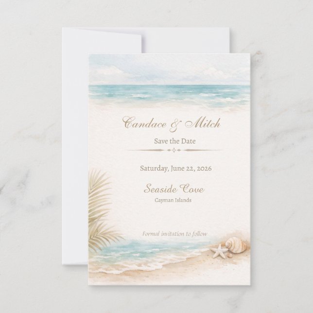 Reserve A Data Beach Save the Date Card (Frente)