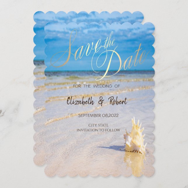 Reserve A Data Beach Waves Seashell A Data (Frente/Verso)