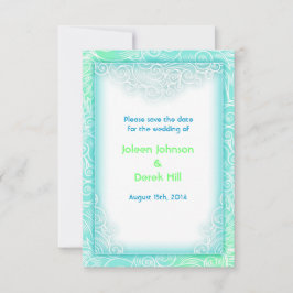Reserve A Data Beach Wedding Aqua and White Save the Date