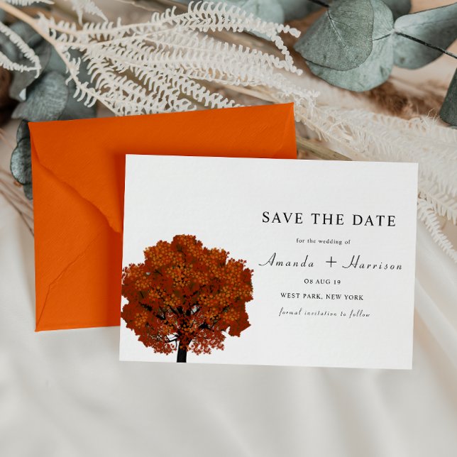 Reserve A Data  BEAUTIFUL Red Maple tree Save the Date Template (Criador carregado)