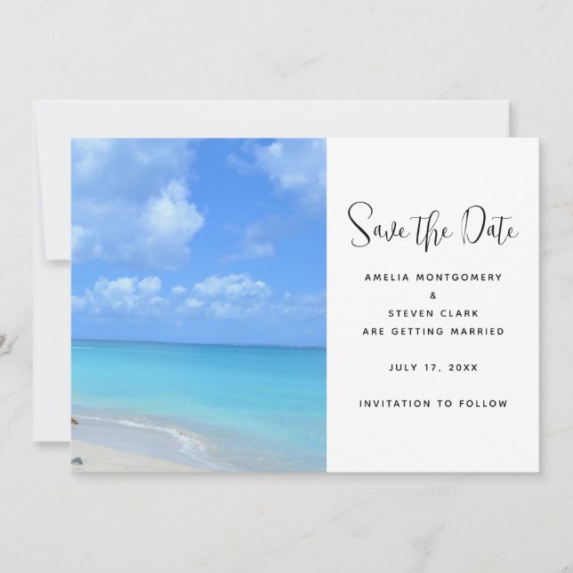Reserve A Data Beautiful Turquoise Tropical Beach Wedding (Frente)