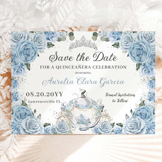 Reserve A Data Bebê Azul Cinderela Quinceañera Sweet 16 (Criador carregado)
