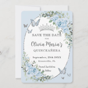 Reserve A Data Bebê Azul Floral Borboletas Quinceañera