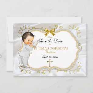 Reserve A Data Bebê Batismo Salva Data Dourada Cruz Branca