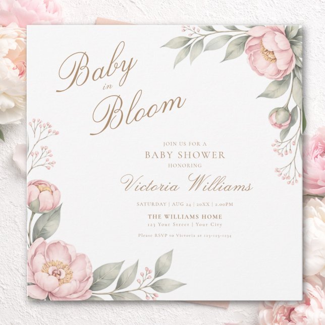 Reserve A Data Bebê Elegante em Flor Rosa Churrasco de Bebê Menin (Criador carregado)